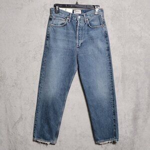 AGOLDE Jeans Womens 24 Blue 90s Crop Mid Rise Loose Straight Organic Denim Pants